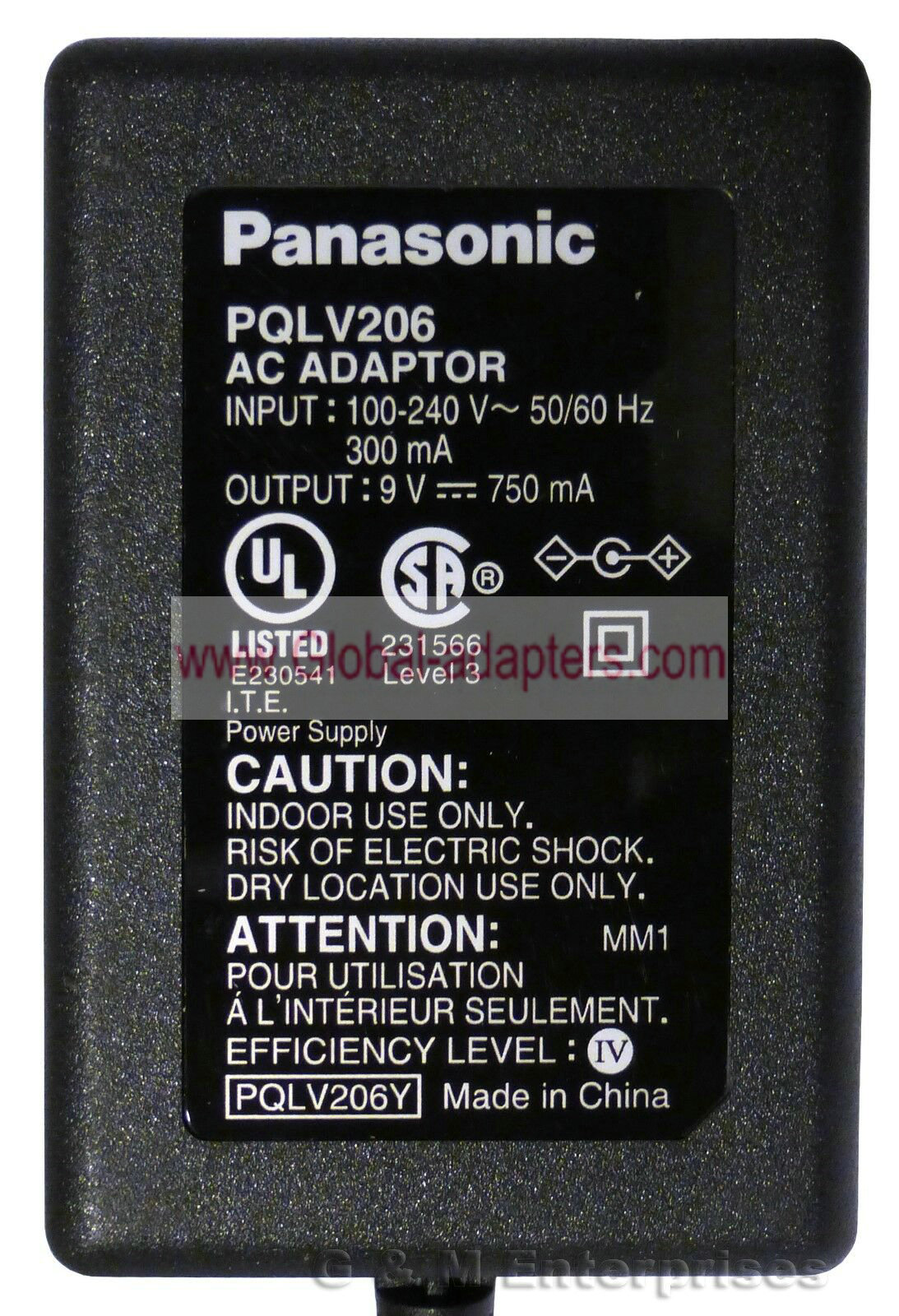 New Panasonic PQLV206Y 9V 750mA AC Adapter for KX-NT700, BL-C230A, C210A, C20A